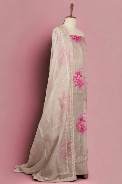 Organza Pastel Grey Salwar Suit Set