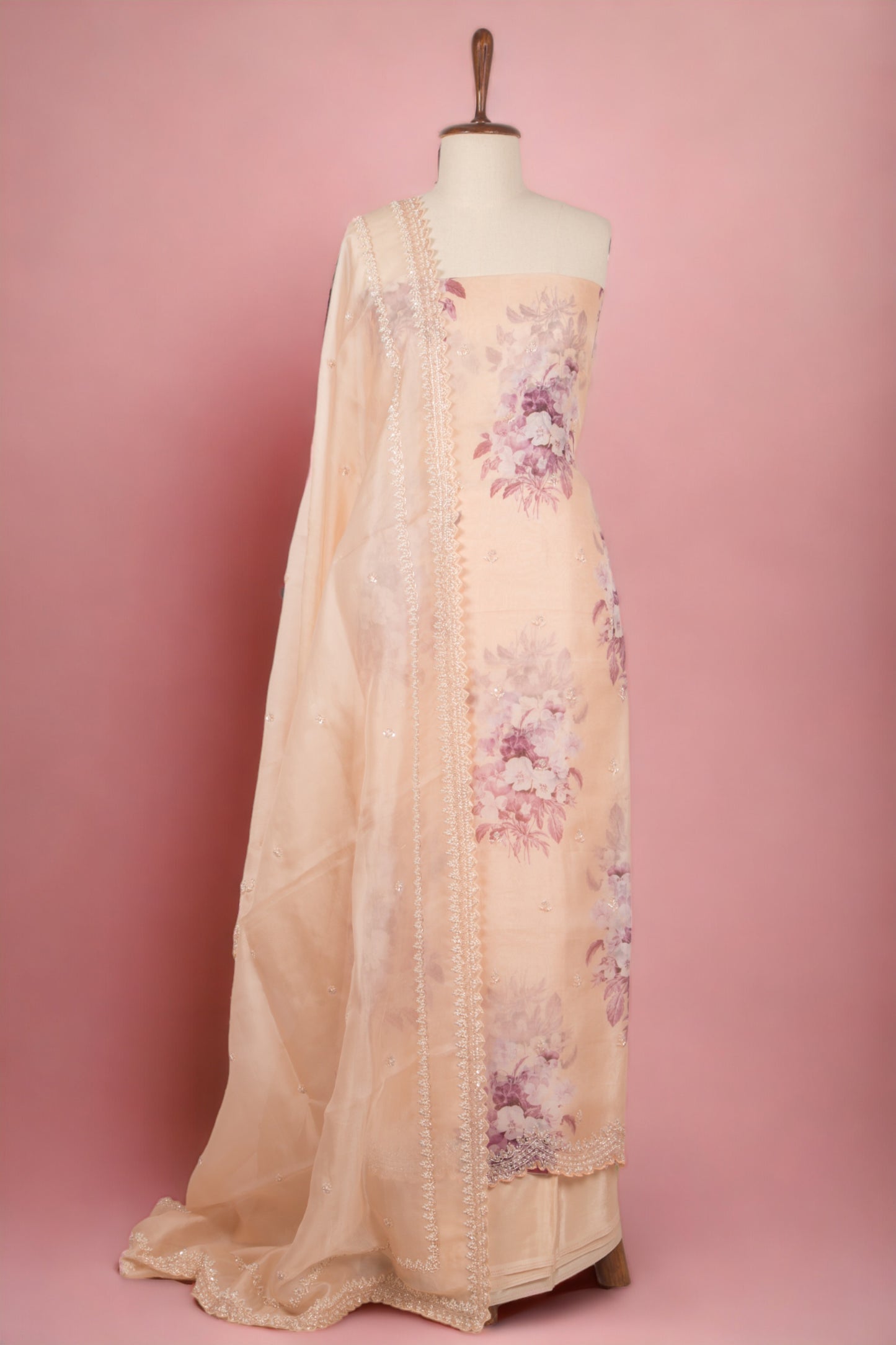 Organza Pastel Orange Salwar Suit Set