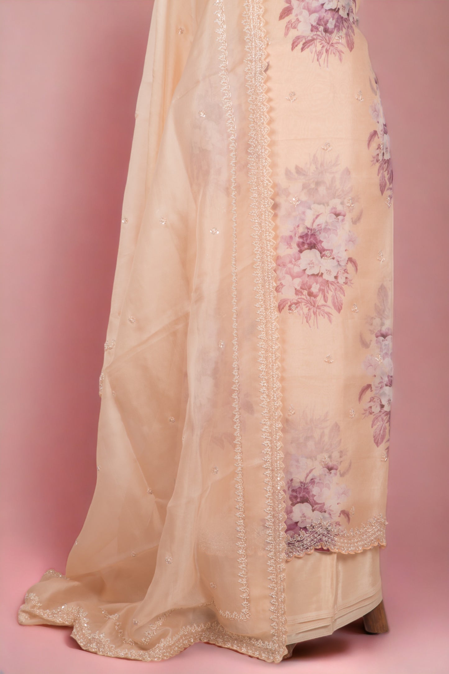 Organza Pastel Orange Salwar Suit Set