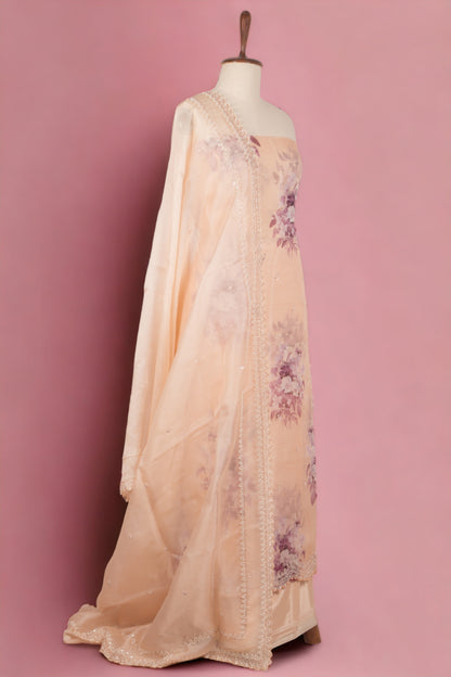 Organza Pastel Orange Salwar Suit Set