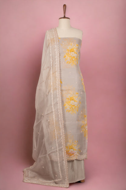 Organza Pastel Grey Salwar Suit Set