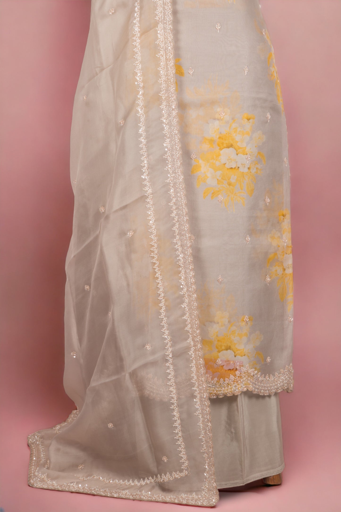 Organza Pastel Grey Salwar Suit Set