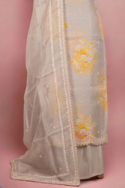 Organza Pastel Grey Salwar Suit Set