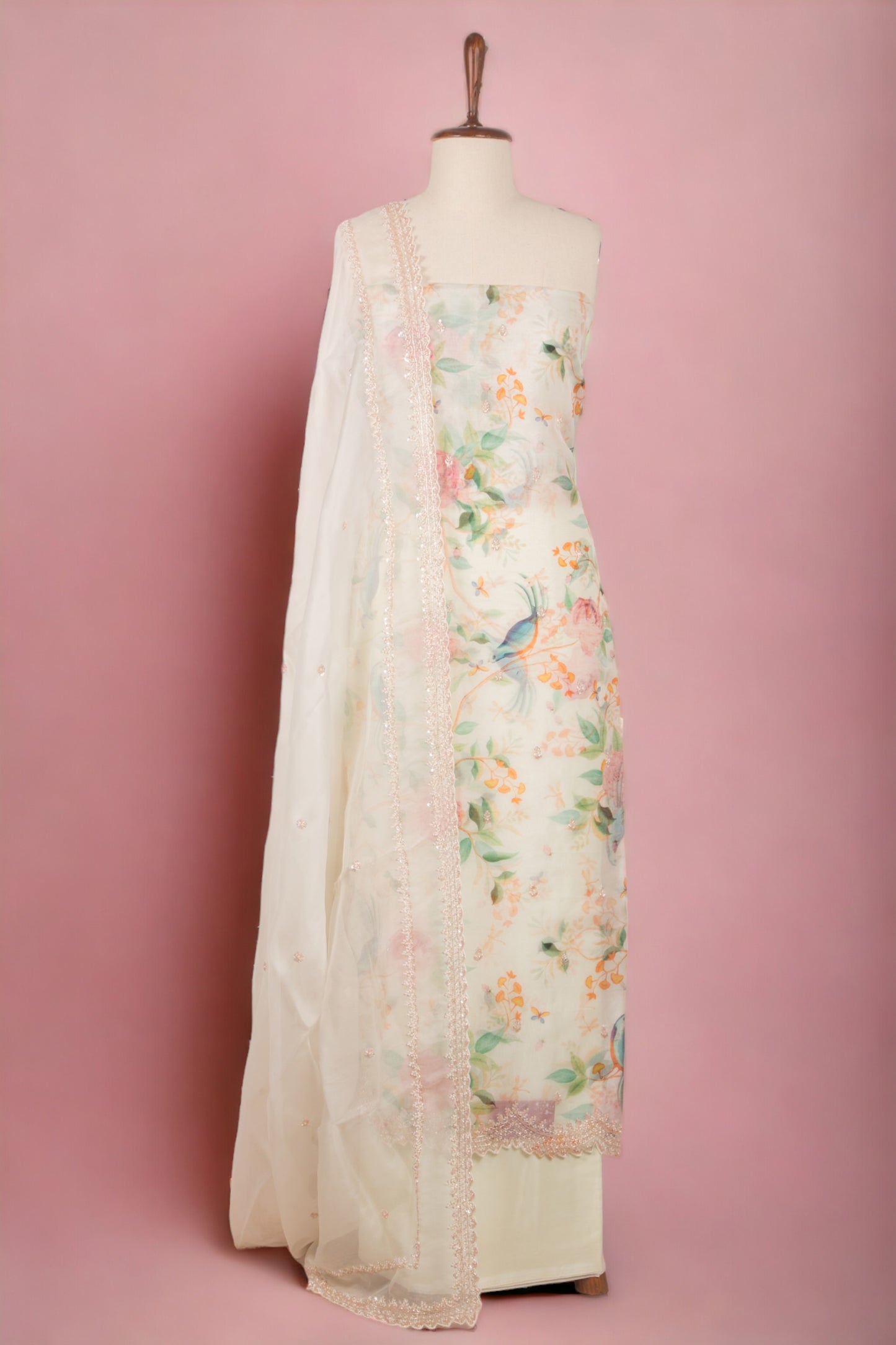 Organza White Salwar Suit Set