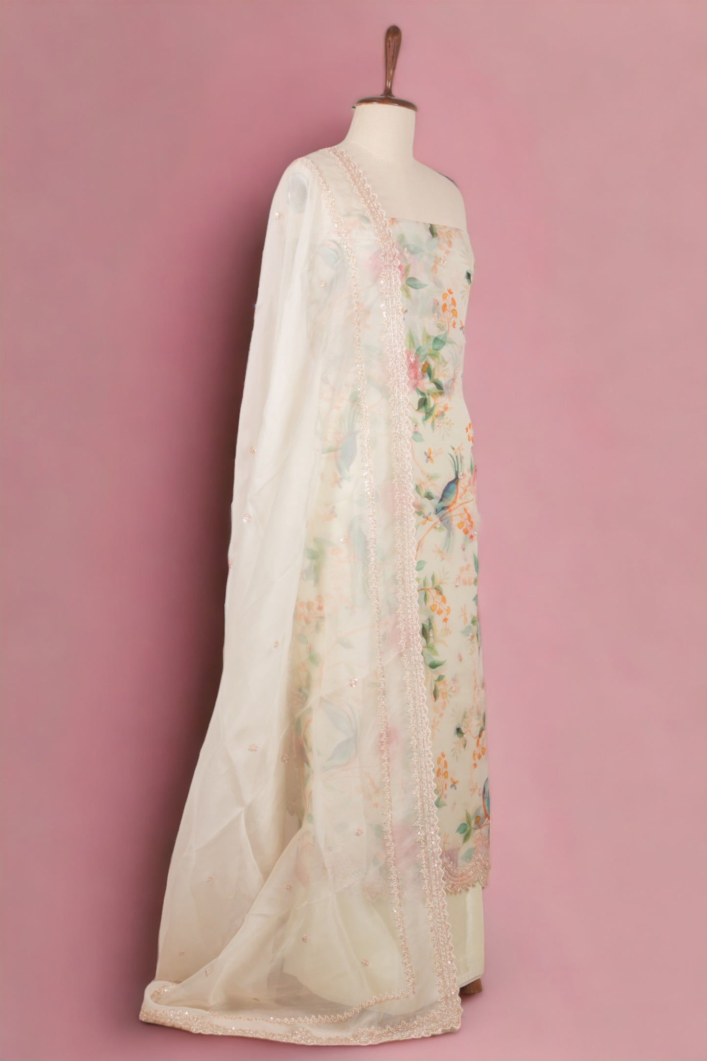 Organza White Salwar Suit Set