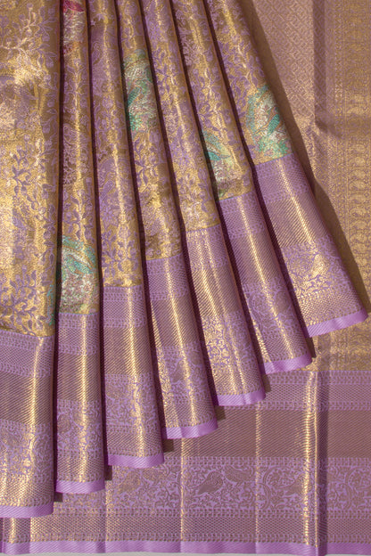 Kanchipuram Silk Tissue Lavender Saree