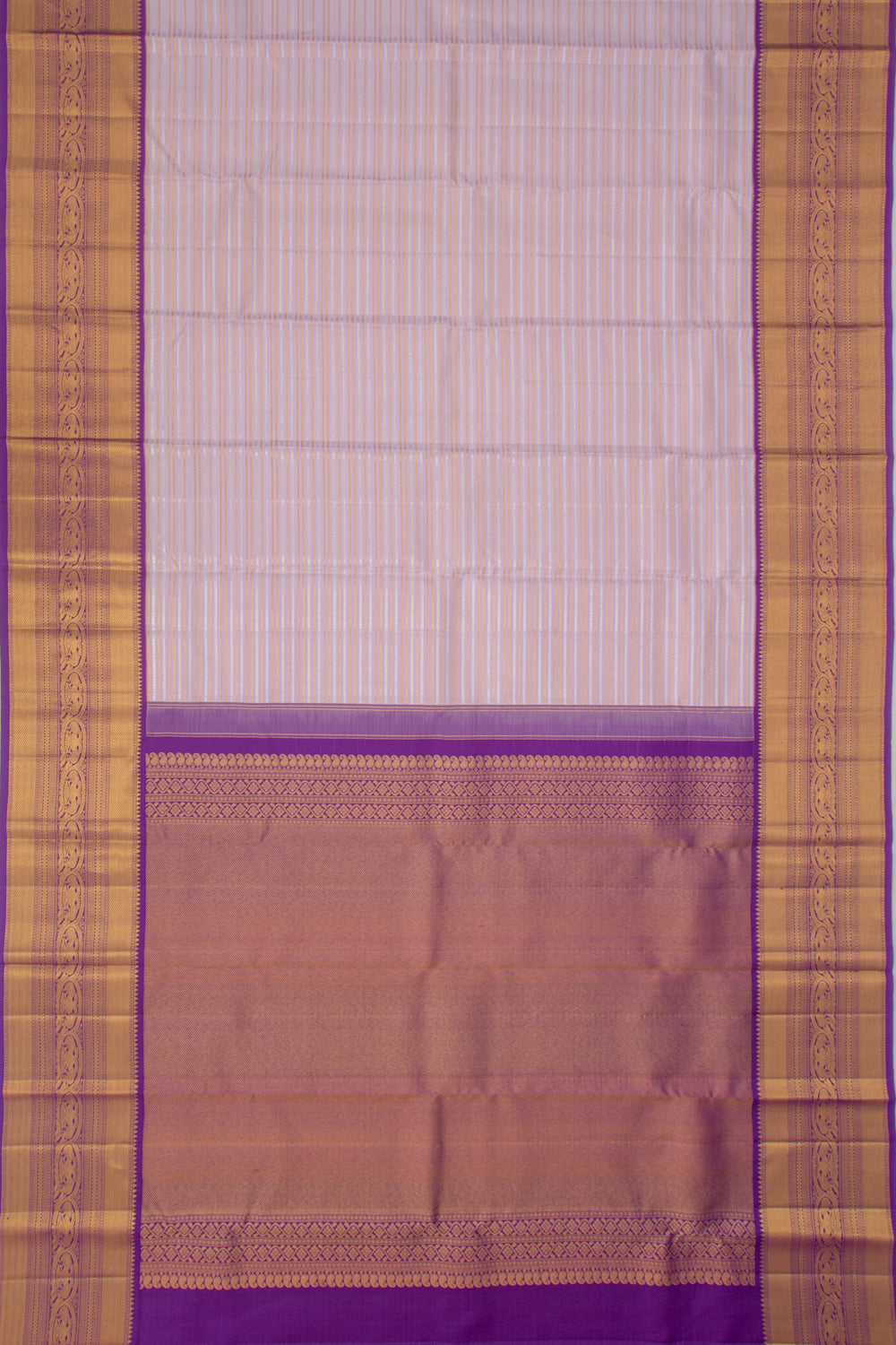 Kanchipuram Silk Horizontal Lines Lavender Saree