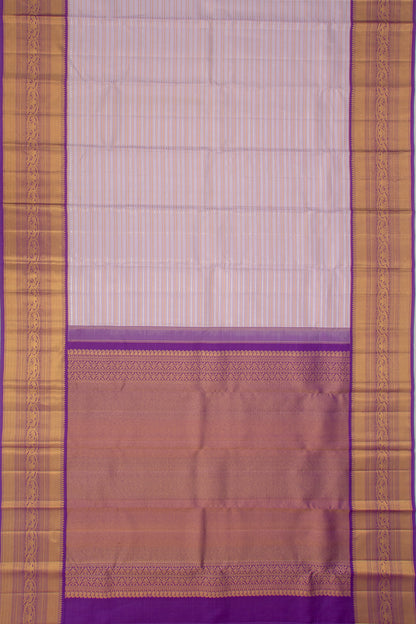 Kanchipuram Silk Horizontal Lines Lavender Saree