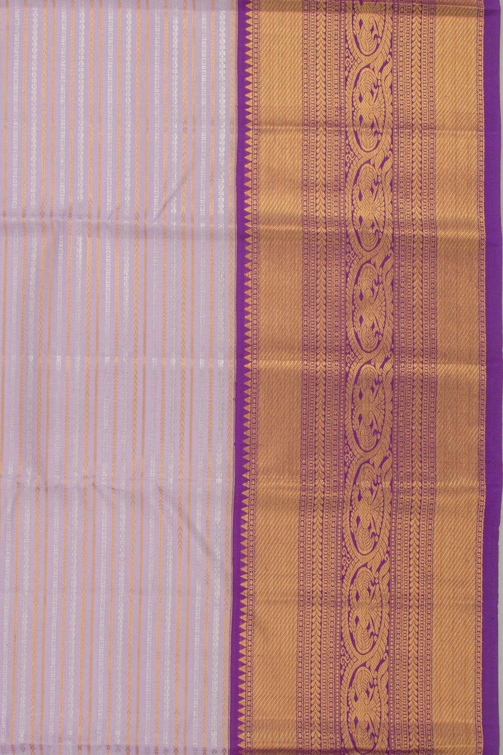 Kanchipuram Silk Horizontal Lines Lavender Saree