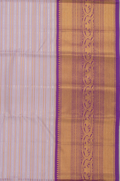 Kanchipuram Silk Horizontal Lines Lavender Saree