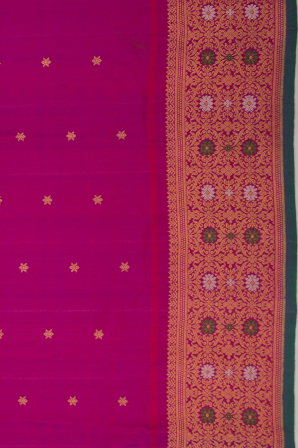 Gadwal Silk Butta Magenta Pink Saree With Meenakari Border