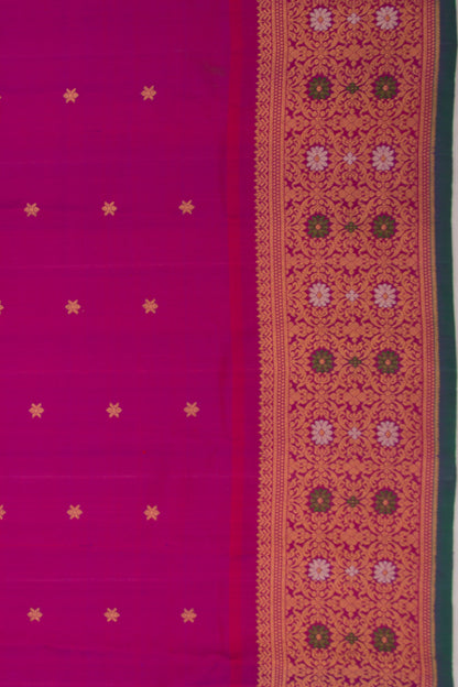 Gadwal Silk Butta Magenta Pink Saree With Meenakari Border