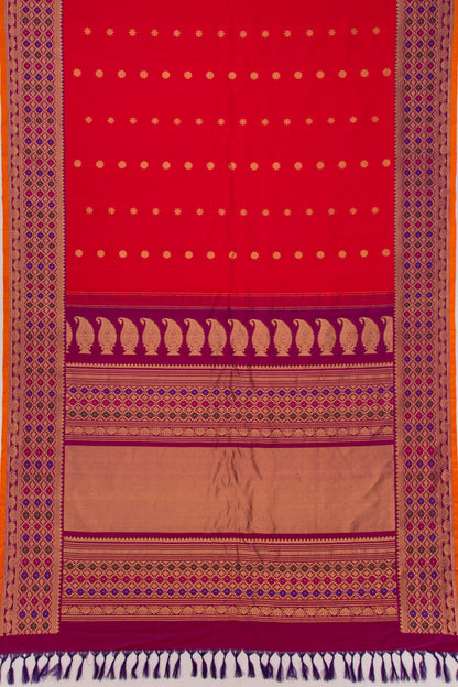 Gadwal Silk Butta Red Saree