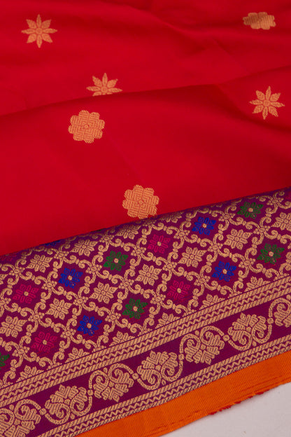 Gadwal Silk Butta Red Saree