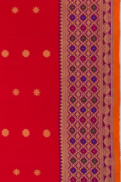 Gadwal Silk Butta Red Saree