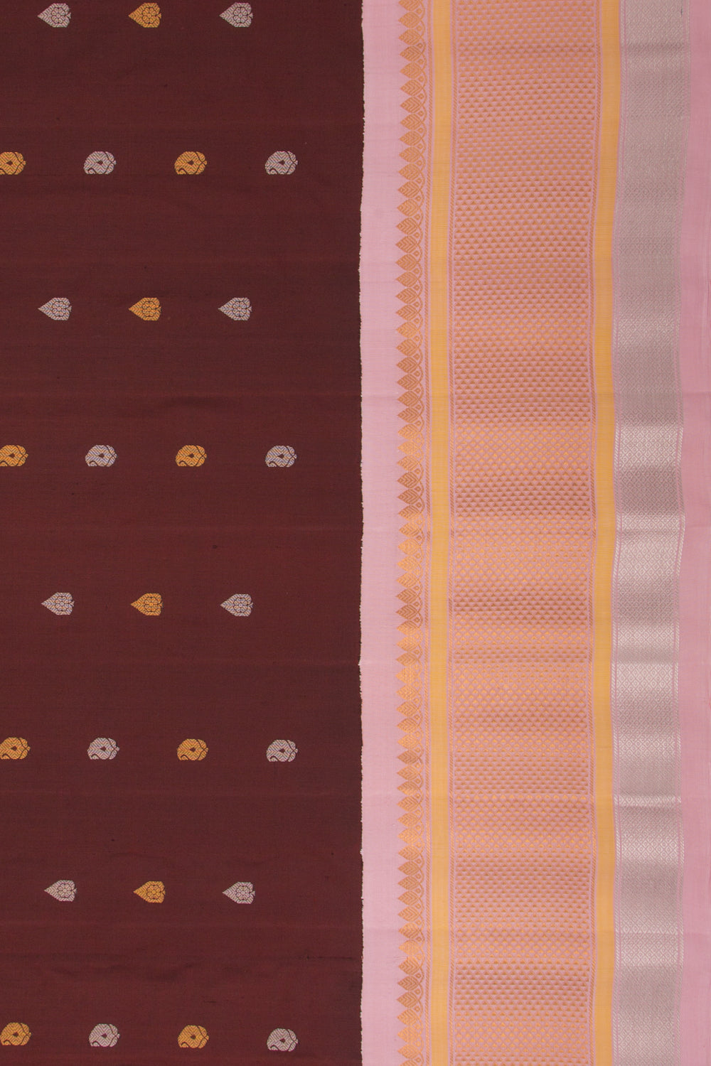 Gadwal Silk Butta Brown Saree