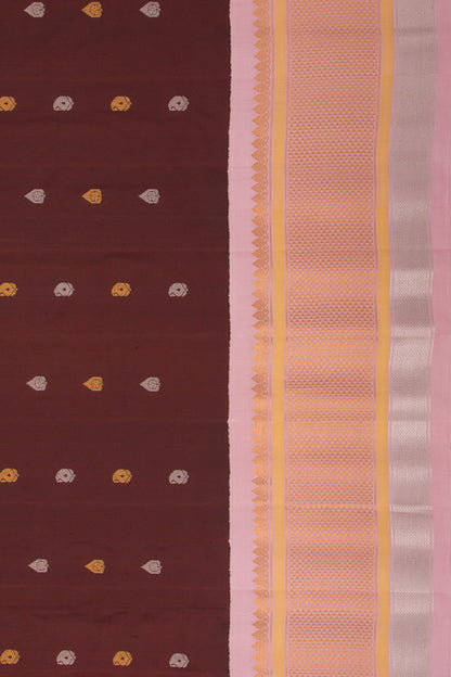 Gadwal Silk Butta Brown Saree