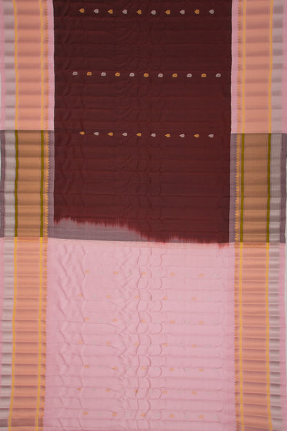 Gadwal Silk Butta Brown Saree