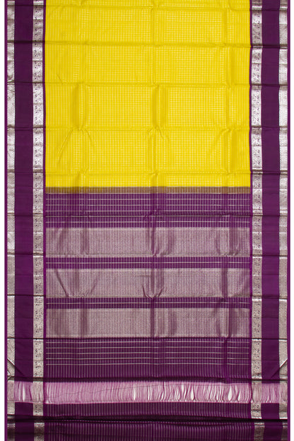 Taranga Kanchi Silk Checks Lemon Yellow Saree