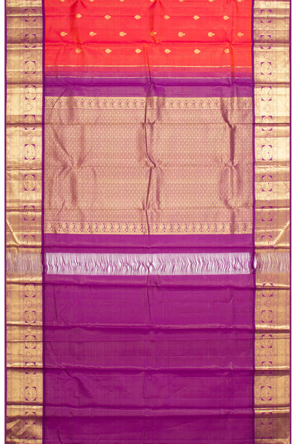 Kanchipuram Silk Oosi Lines And Butta Red Saree