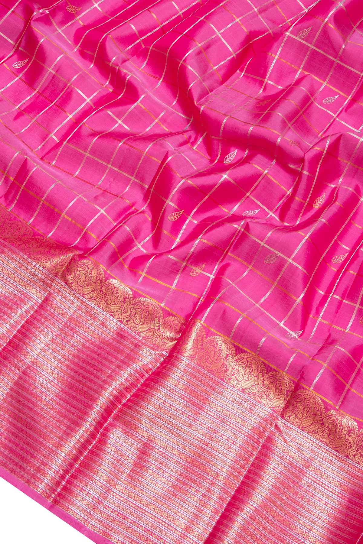 Taranga Kanchi Silk Checks And Butta Pink Saree
