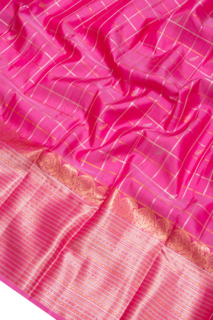 Taranga Kanchi Silk Checks And Butta Pink Saree