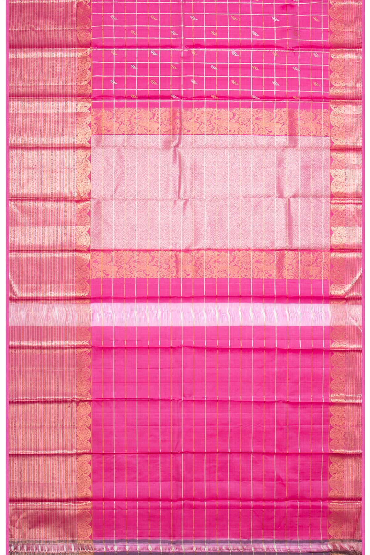 Taranga Kanchi Silk Checks And Butta Pink Saree