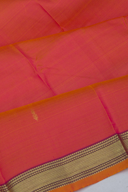 Kanchipuram Silk Butta Dual Tone Pink And Mustard Yellow Saree