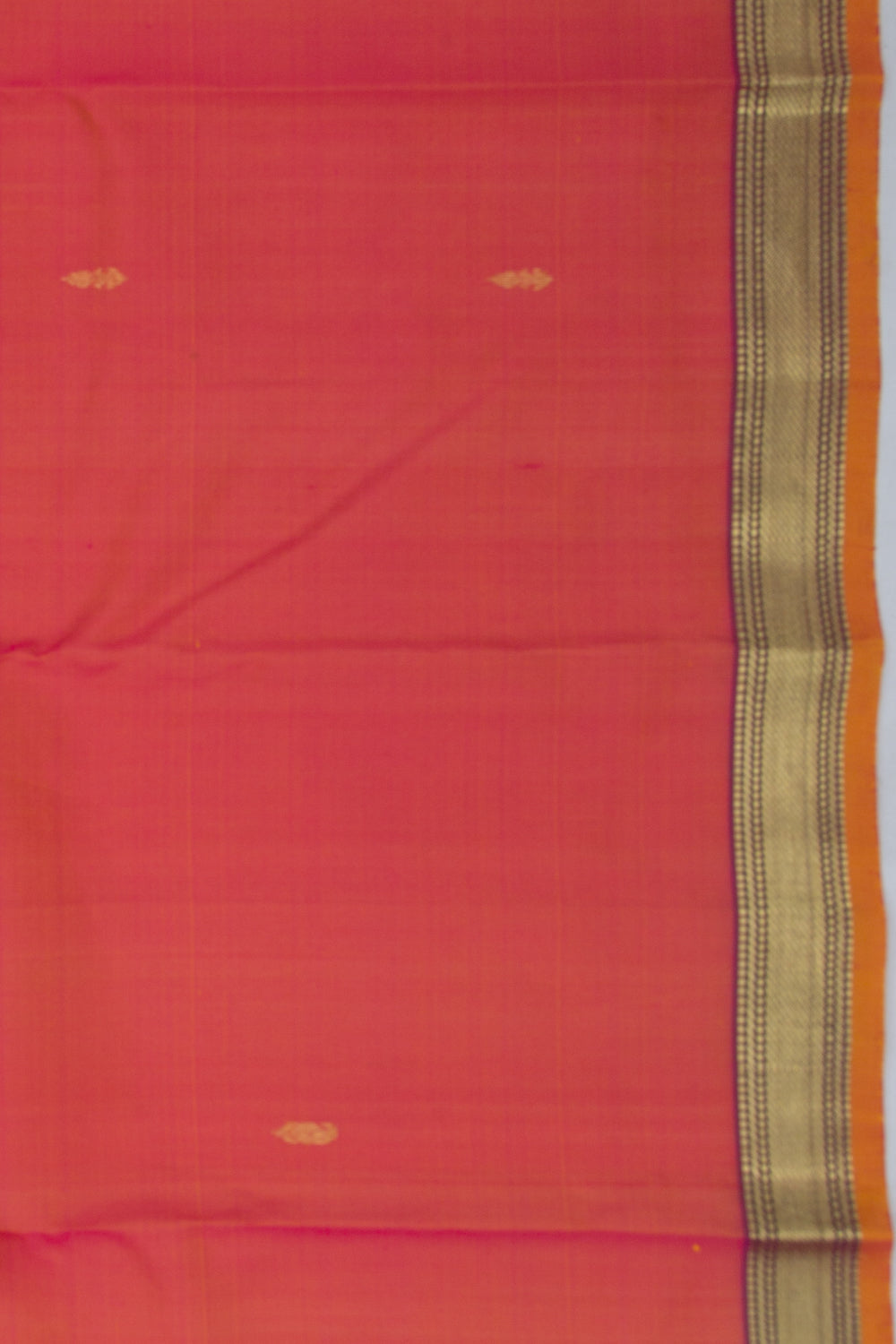 Kanchipuram Silk Butta Dual Tone Pink And Mustard Yellow Saree