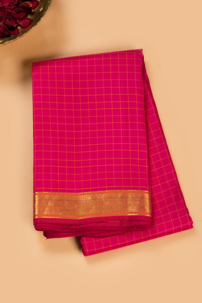 Kanchipuram Silk Checks Pink Saree