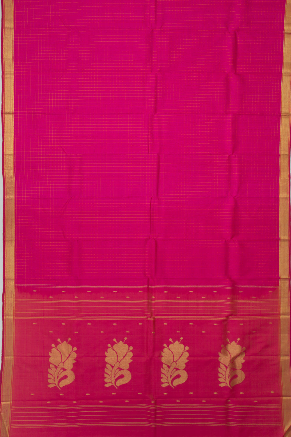 Kanchipuram Silk Checks Pink Saree