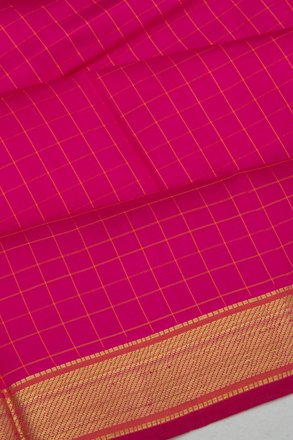 Kanchipuram Silk Checks Pink Saree