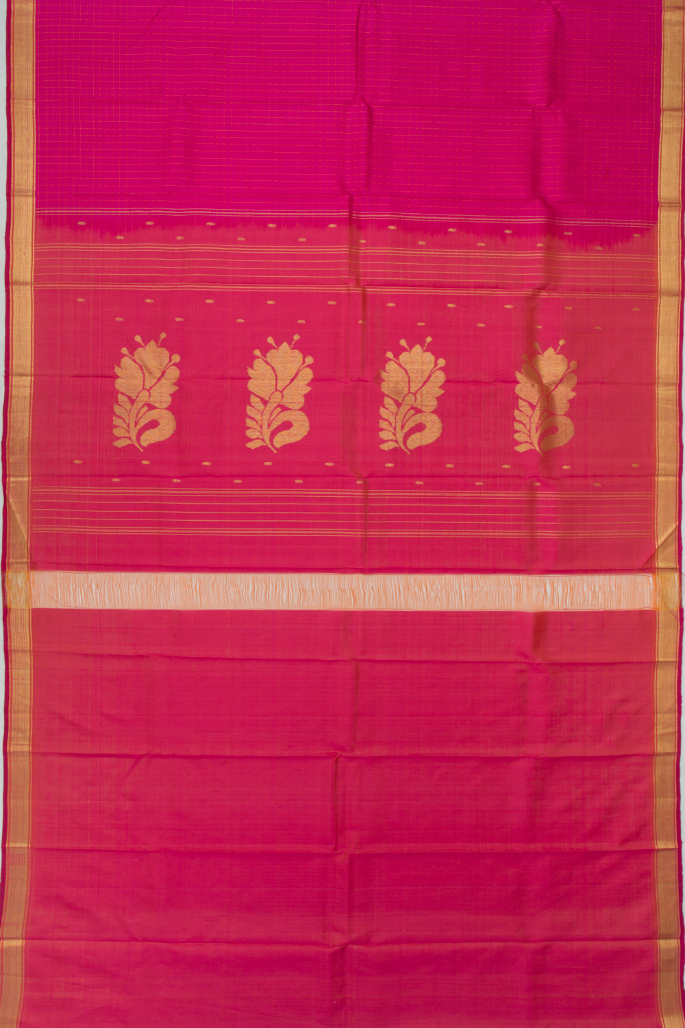 Kanchipuram Silk Checks Pink Saree