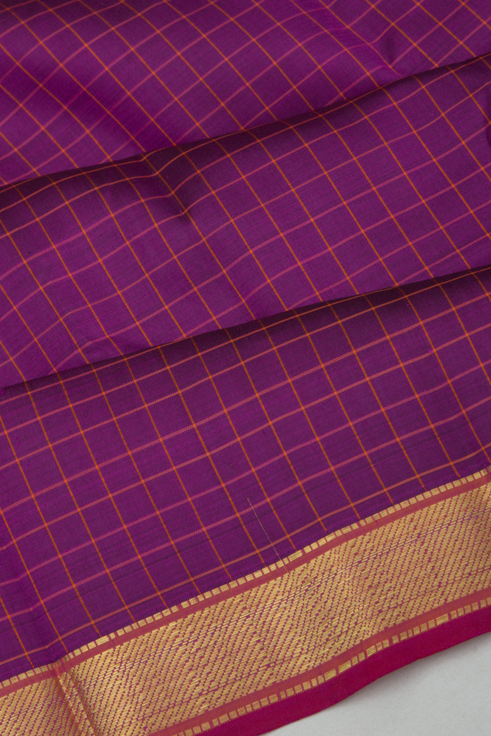 Kanchipuram Silk Checks Purple Saree