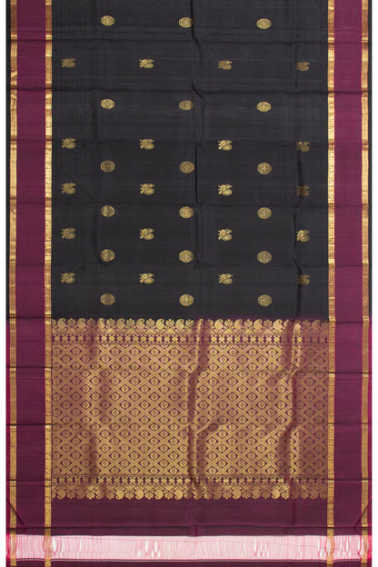 Taranga Kanchi Silk Butta Dark Brown Saree