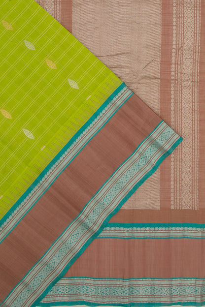 Chettinad Cotton Checks And Butta Pastel Green Saree
