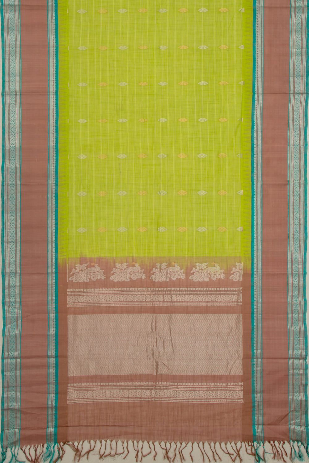 Chettinad Cotton Checks And Butta Pastel Green Saree