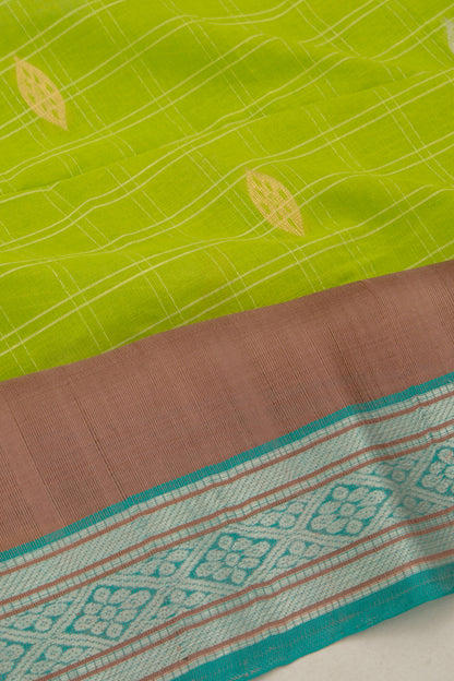 Chettinad Cotton Checks And Butta Pastel Green Saree