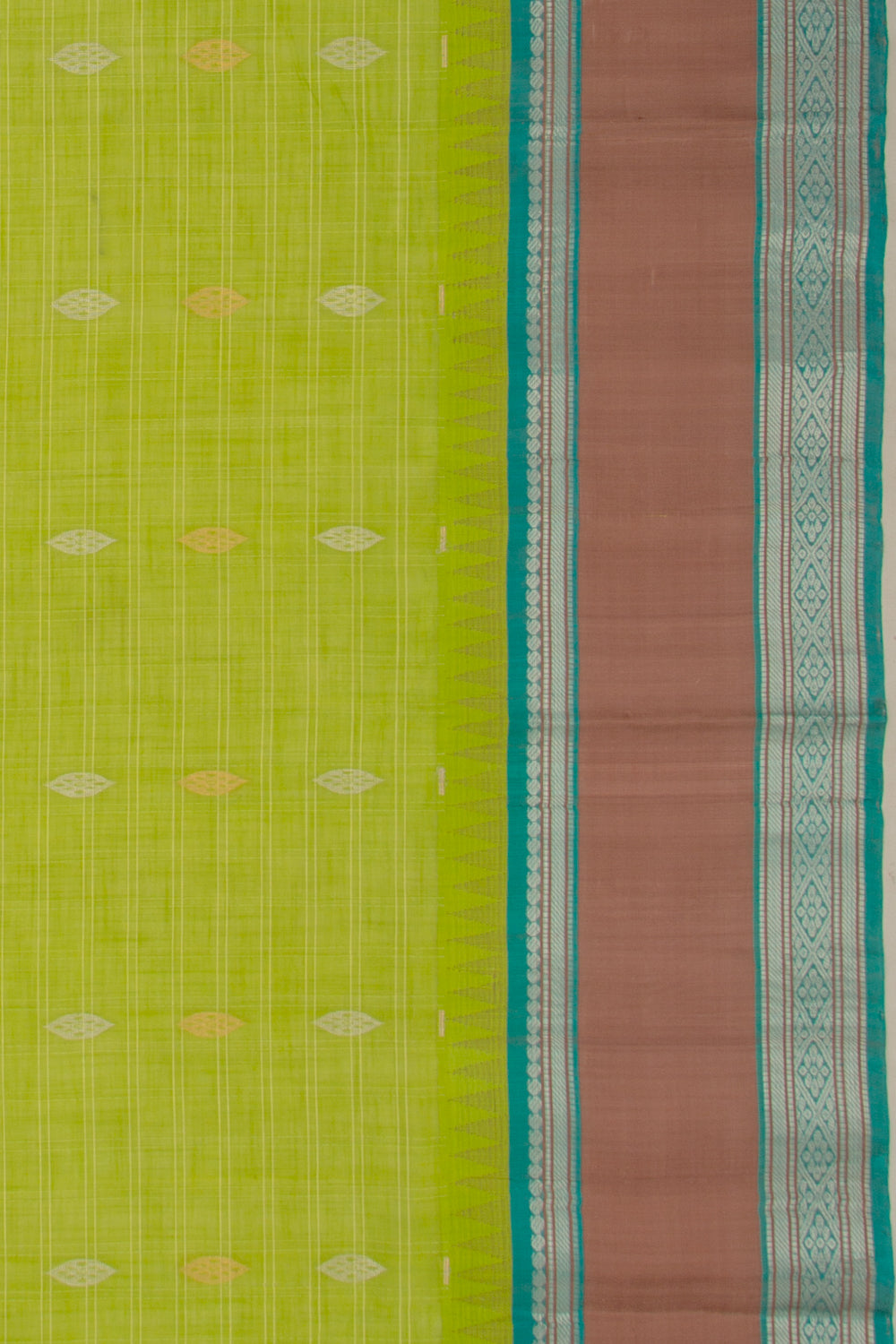 Chettinad Cotton Checks And Butta Pastel Green Saree