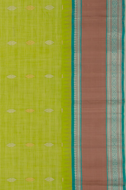 Chettinad Cotton Checks And Butta Pastel Green Saree