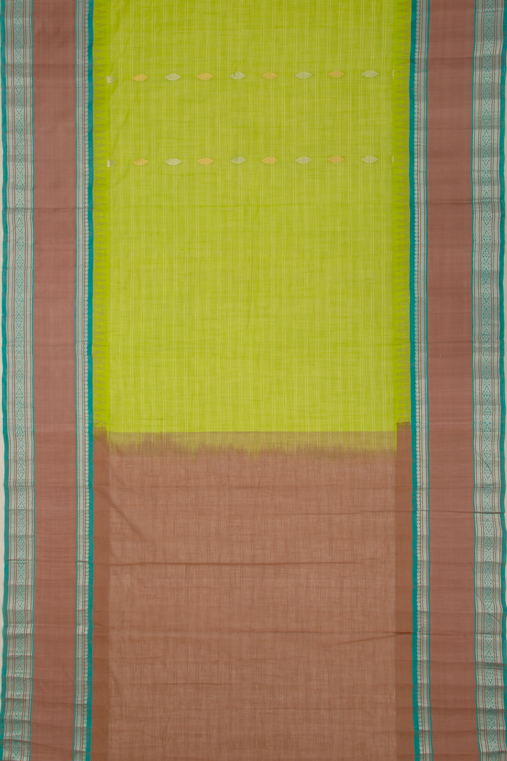 Chettinad Cotton Checks And Butta Pastel Green Saree