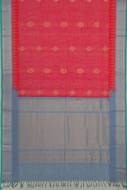 Chettinad Cotton Butta Red Saree