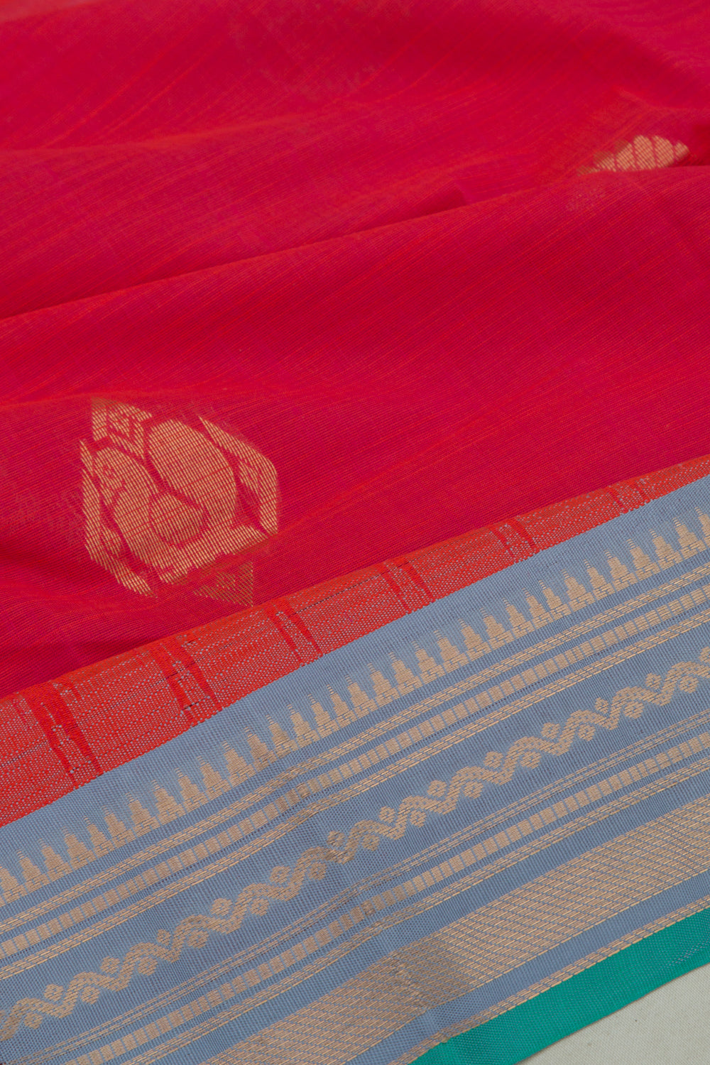 Chettinad Cotton Butta Red Saree