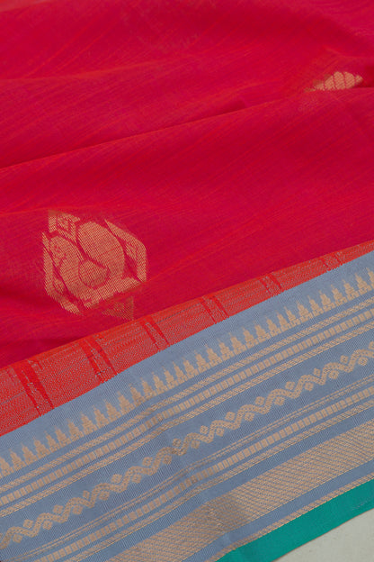 Chettinad Cotton Butta Red Saree