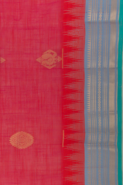 Chettinad Cotton Butta Red Saree