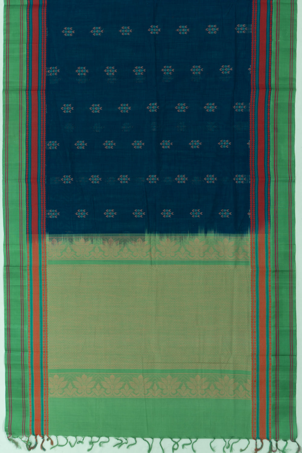 Chettinad Cotton Butta Dark Blue Saree