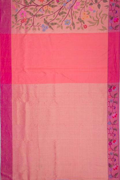 Paithani Silk Tissue All Over Peach Saree