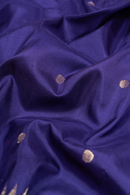 Paithani Silk Butta Royal Blue Saree With Morachi Border