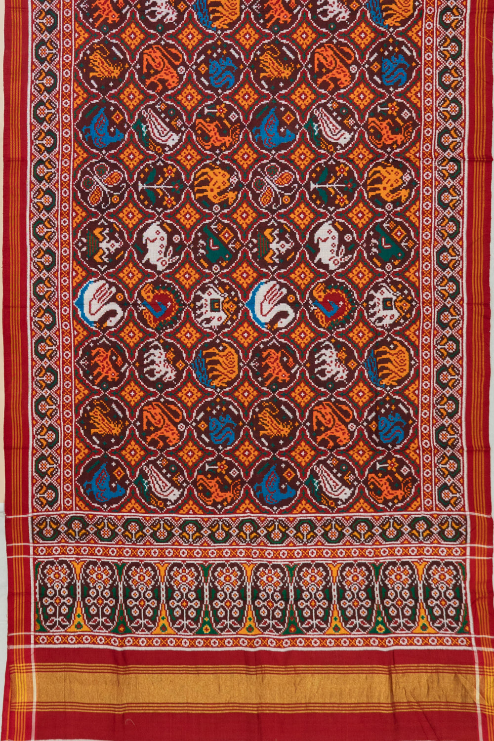 Patan Patola Silk Double Ikat 9 Figure Maroon Saree