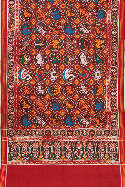 Patan Patola Silk Double Ikat 9 Figure Maroon Saree